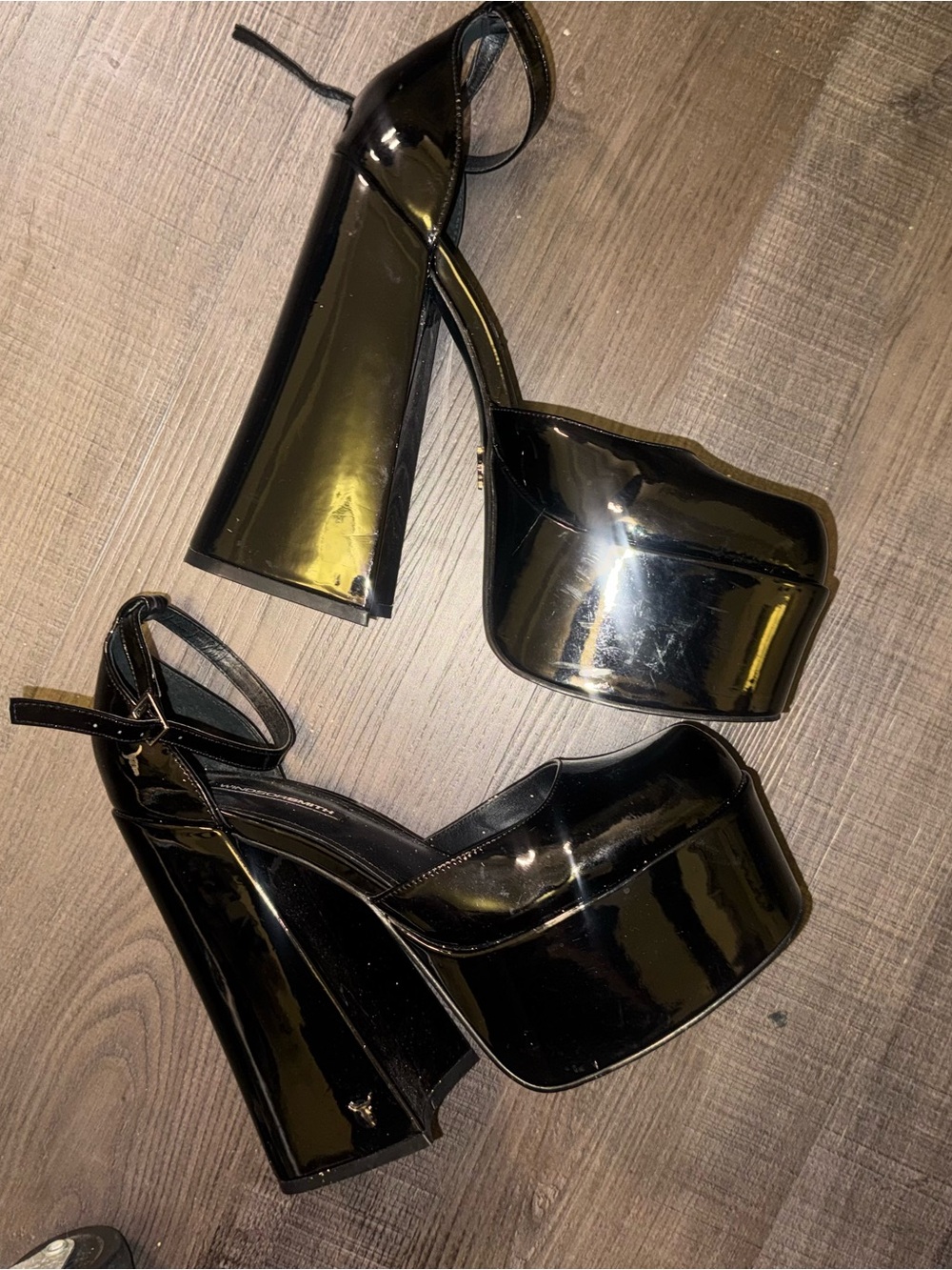 Windsor Smith Black Patent Platform Mary Jane with Ankle Strap